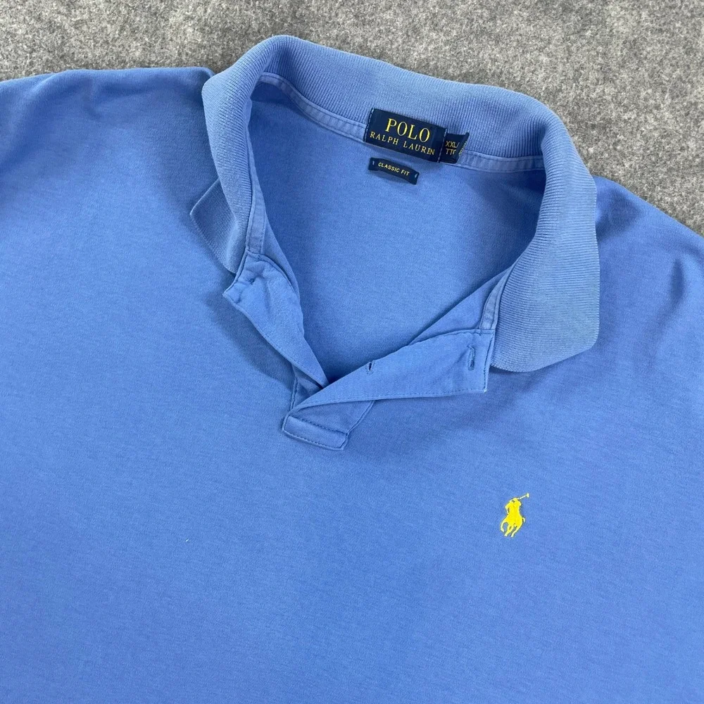 Polo Ralph Lauren Mens Shirt XXL Blue Short Sleeve Classic Fit Prep Cotton